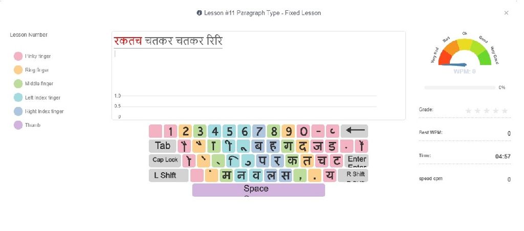 Typing Training for Hindi Inscript Unicode Font - Paragraph